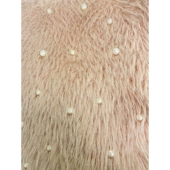 Molly Bracken Fuzzy Pink Pearl Sweater One Size Small Medium - Picture 5 of 5